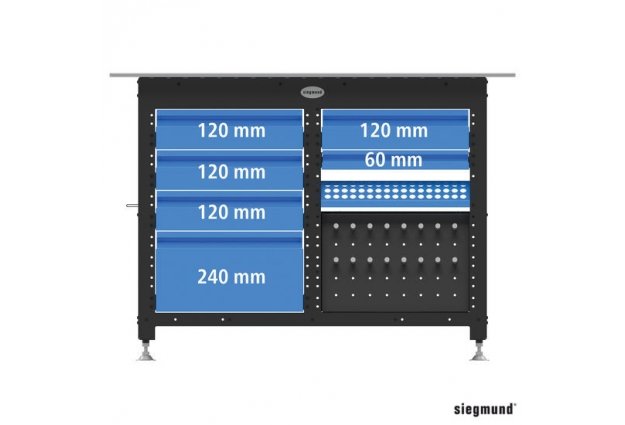 Tiroir avec glissière et fixation, 60 mm pour Workstation