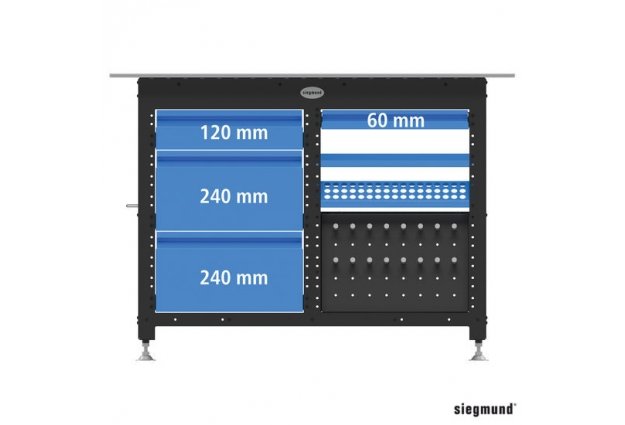 Tiroir avec glissière et fixation, 60 mm pour Workstation