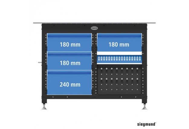 Tiroir avec glissière et fixation, 240 mm pour Workstation